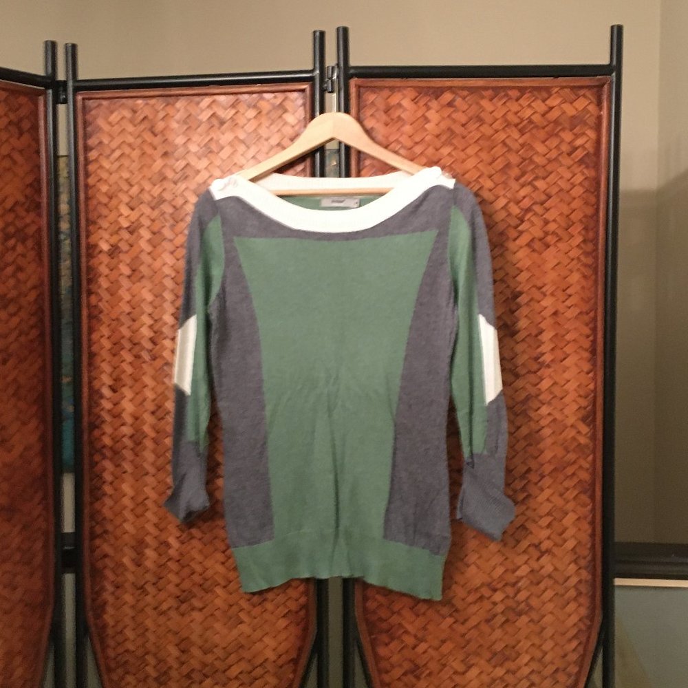 VTG Y2K Modea Collection Colorblock Shoulder Button Cotton Modal Knit Top M